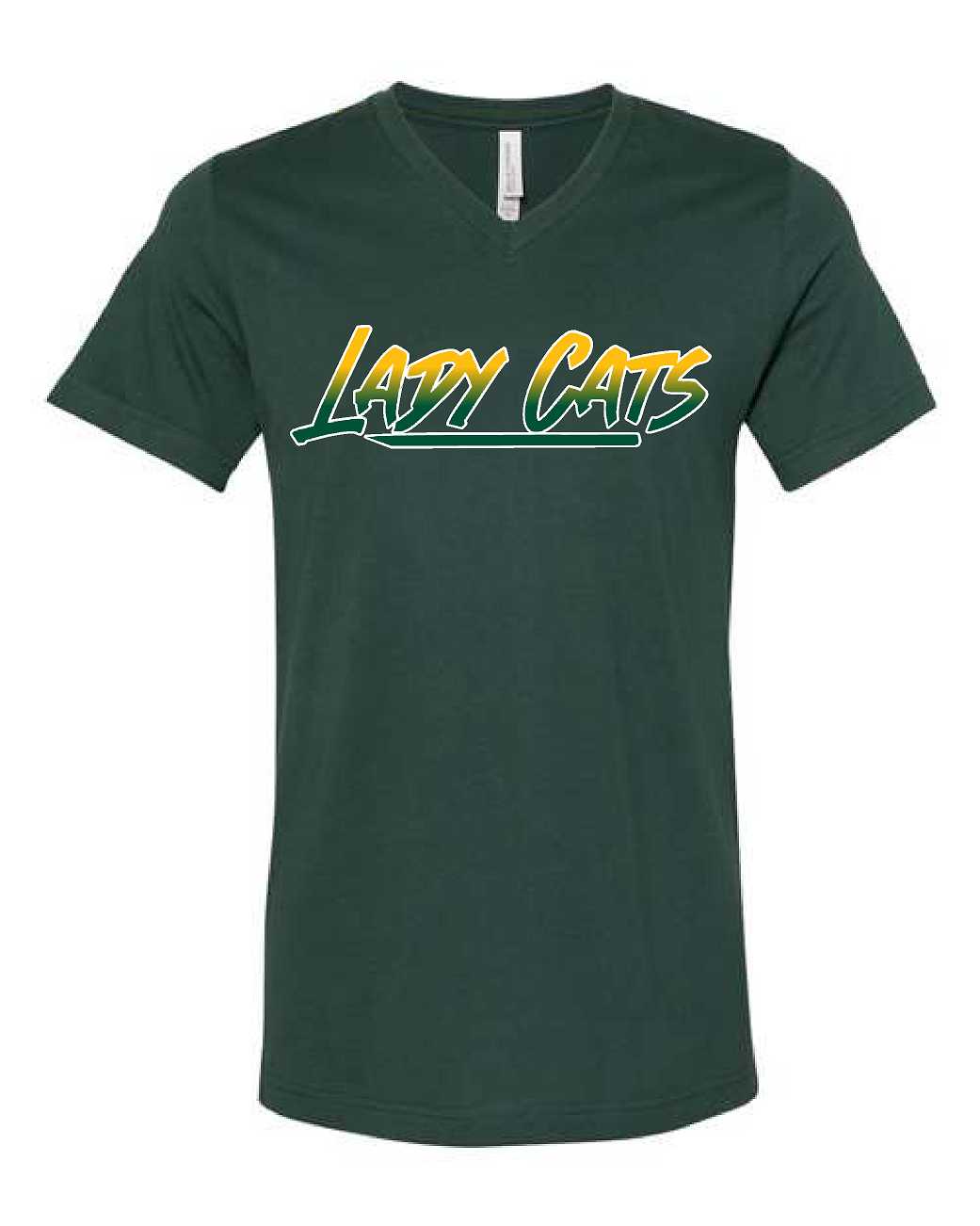 Harleton Lady Cats- Forest Green Tri blend V-Neck 3005