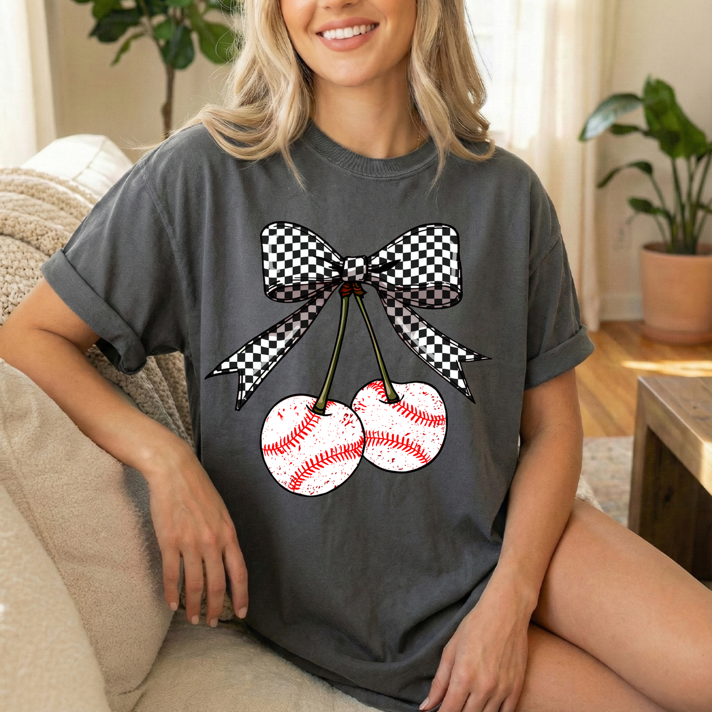 Baseball Cherries Graphic Tee