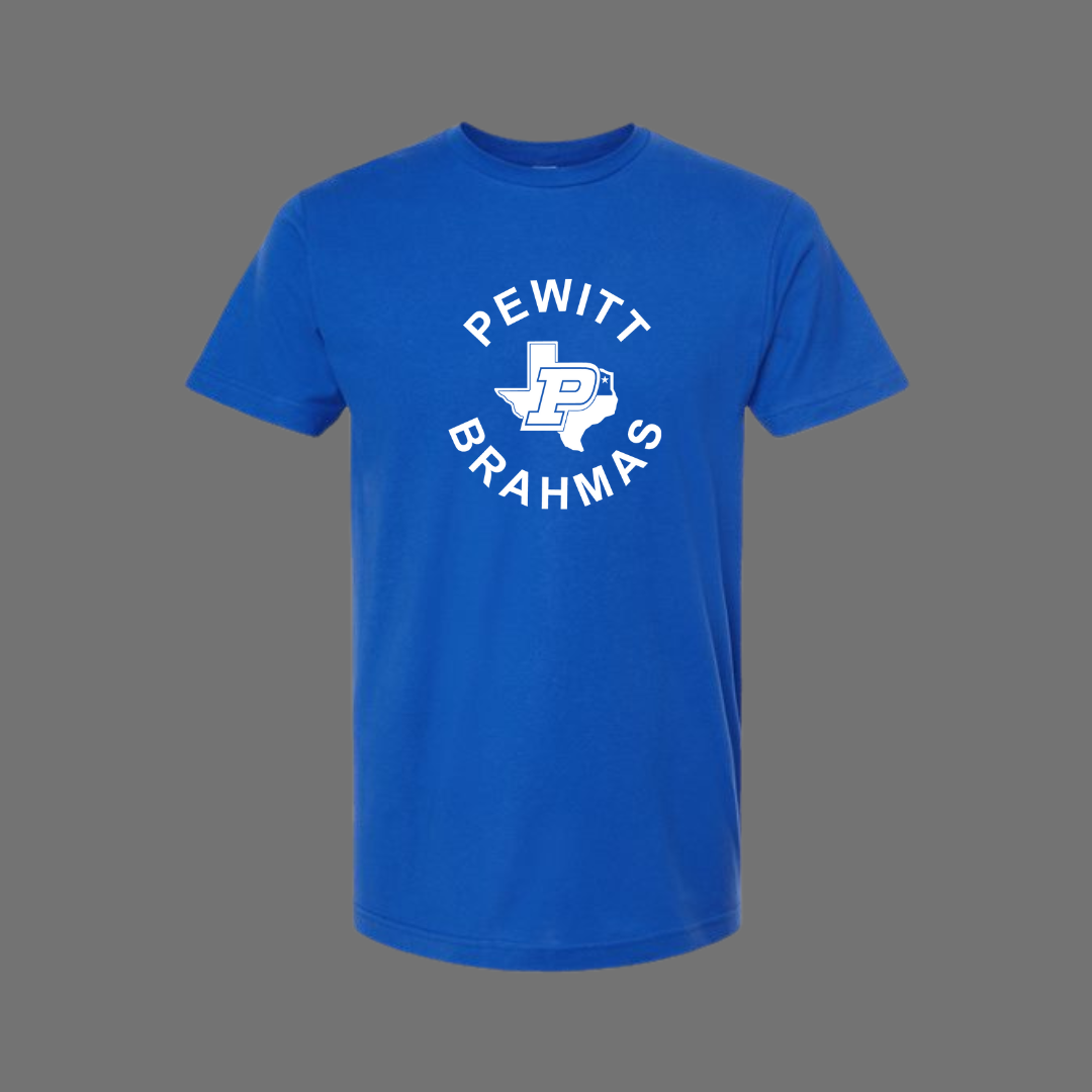 Pewitt Fan Wear Royal or White Design T-Shirt Short Sleeve